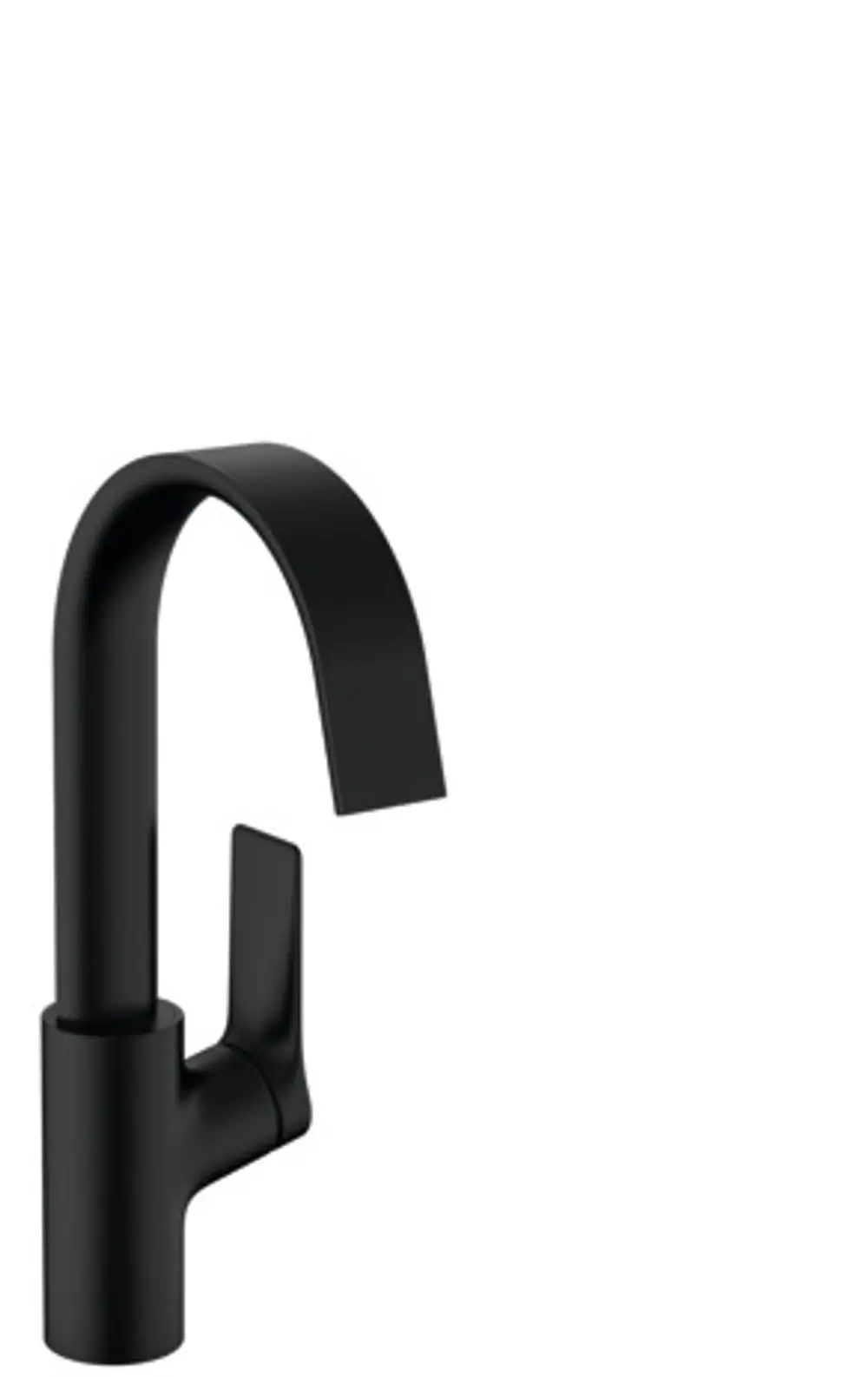 Schwenkbarer Einhebel-Waschtischmischer in mattschwarz von Hansgrohe, ausgestattet mit einer Zugstangen-Ablaufgarnitur.